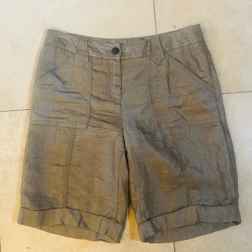 Per Una Linen Blend Roma Rise Shorts Sz 14